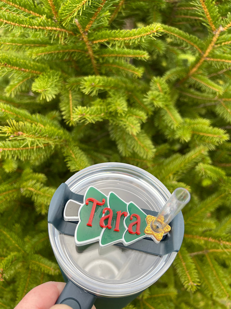 Christmas Tree Tumbler Topper | Personalized Tumbler Topper | Custom Tumbler Accessory