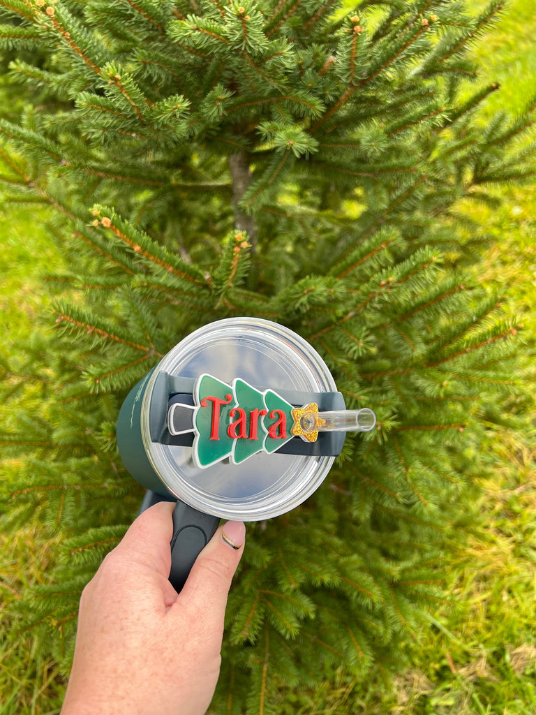 Christmas Tree Tumbler Topper | Personalized Tumbler Topper | Custom Tumbler Accessory