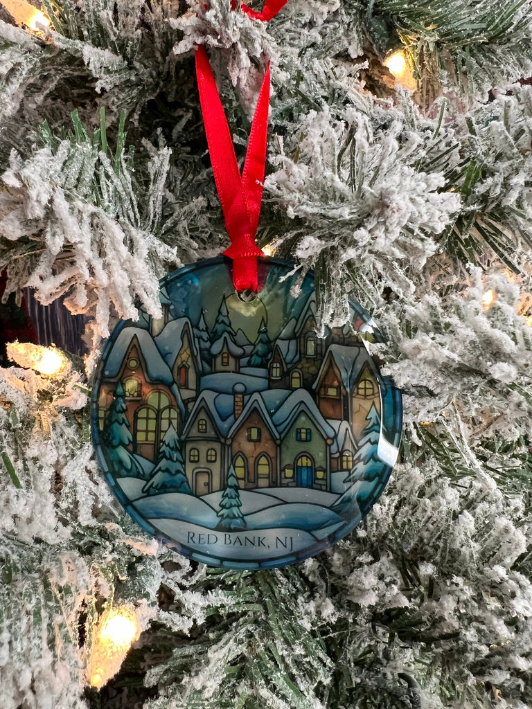 Stained Glass Christmas Ornament | Town Christmas Ornament | Custom Stained Glass Christmas Ornament