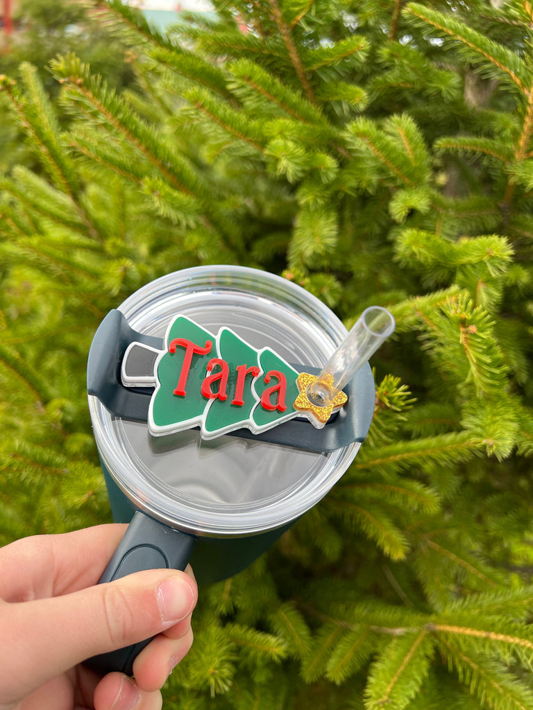 Christmas Tree Tumbler Topper | Personalized Tumbler Topper | Custom Tumbler Accessory