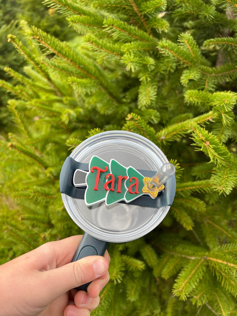 Christmas Tree Tumbler Topper | Personalized Tumbler Topper | Custom Tumbler Accessory